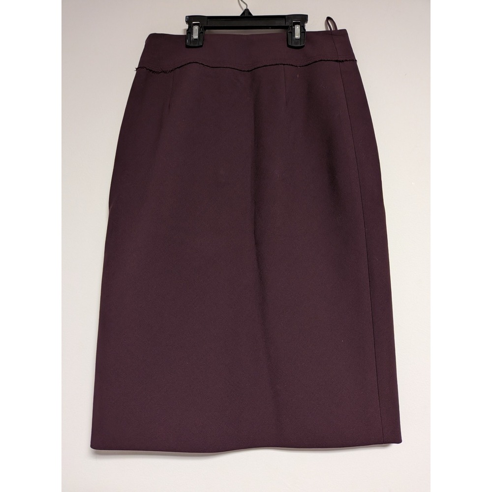Salvatore Ferragamo‎ Burgundy Wool Blend Raw Edge Pencil Skirt Made in Italy 40 - Picture 6 of 15